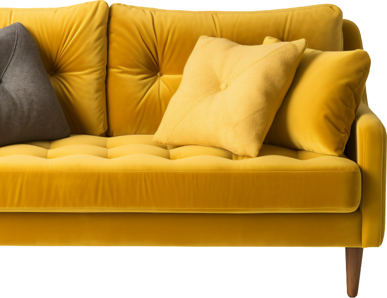 epic property staging yellow sofa